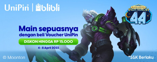 Main Sepuasnya dengan Beli Voucher UniPin – Promo Diskon Rp 15.000 di 4.4 Blibli
